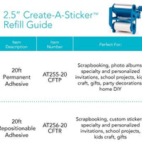 Xyron Create-A-Sticker, fabricante de pegatinas, Mini, incluye cartucho adhesivo permanente (XRN250-CFTEN) y recambio adhesivo reposicionable para Create-A-Sticker, 5" x 18', cartucho de recarga (AT1506-18) - Arteztik