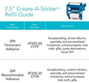 Xyron Create-A-Sticker, fabricante de pegatinas, Mini, incluye cartucho adhesivo permanente (XRN250-CFTEN) y recambio adhesivo reposicionable para Create-A-Sticker, 5" x 18', cartucho de recarga (AT1506-18) - Arteztik