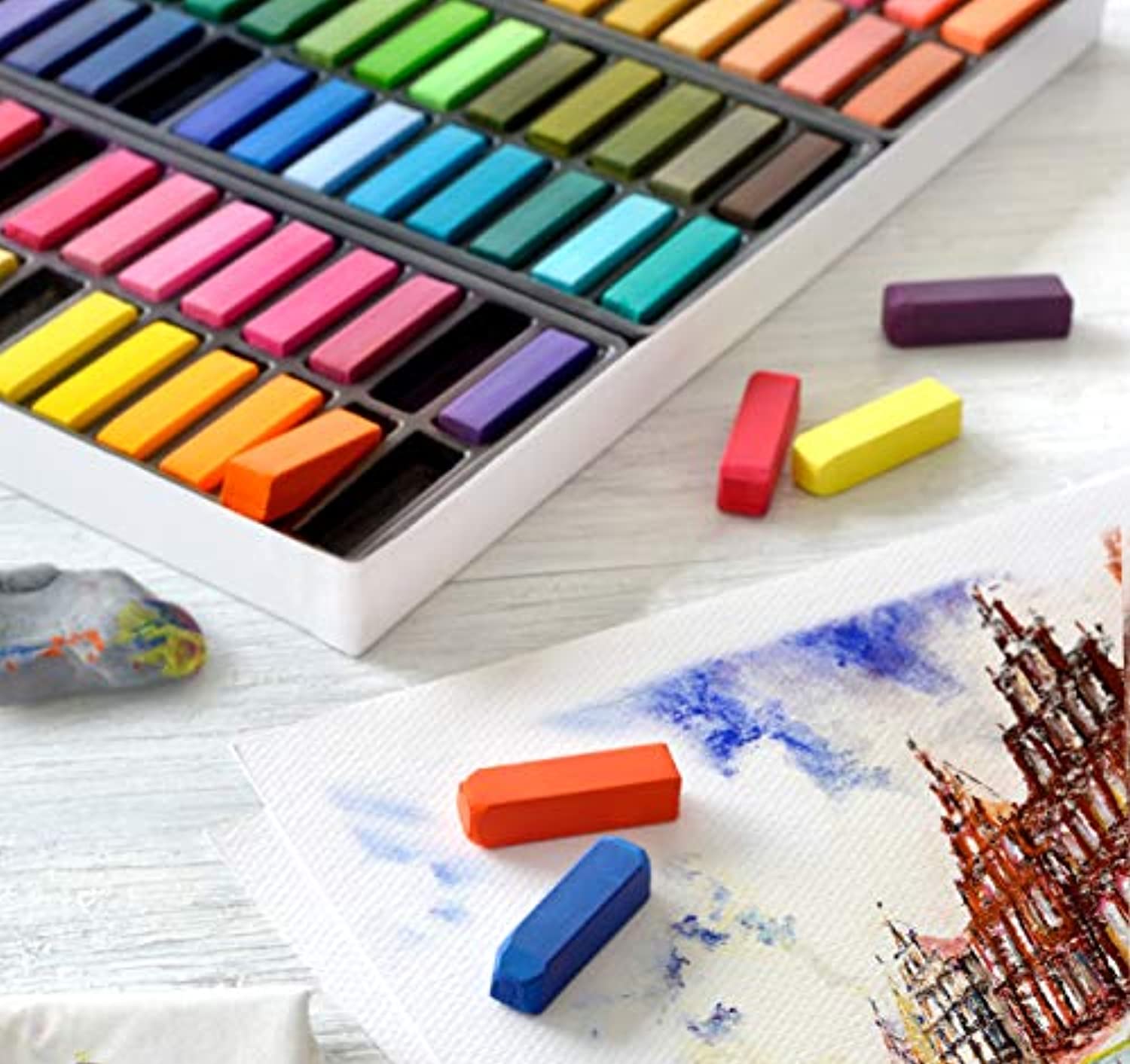 Paquete de 72 gises de colores pastel variados Faber-Castel Creative S |  Arteztik