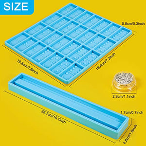 2 Pieces Domino Mold and Domino Tray Mold Set 28 Cavities Domino Silicone Resin Mold Domino Tile Rack Epoxy Mold with 3 Boxes Metallic Foil Flakes for Candy Soap Clay Chocolate Pendants DIY Crafts - Arteztik