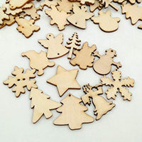 OULII Navidad Serie de madera natural Slice DIY Scrapbooking de adornos Craft Decoración 50pcs - Arteztik
