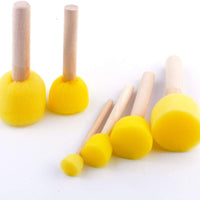 Juego de 50 brochas de esponja de espuma redonda con mango de madera, herramientas de pintura para niños, 5 tamaños surtidos - Arteztik