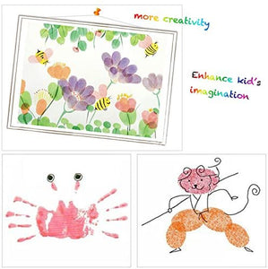 lsushine Craft socio grande Almohadilla de tinta sellos bricolaje color, 8 colores arco iris dedo Ink Pad para Niños (Pack de 8) - Arteztik
