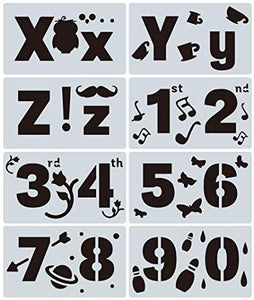 iSuperb 38 plantillas de letras para pintar números alfabeto dibujo plantillas reutilizables para álbumes de recortes, diario de manualidades, manualidades - Arteztik