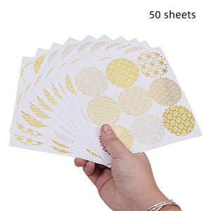 PH PandaHall 50 hojas círculos, pegatinas de pegatinas para cuadros de paster, pegatinas decorativas para caja de regalo, decoración de álbumes de recortes, decoración (450 piezas en total) - Arteztik