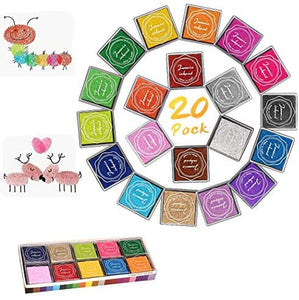 Almohadilla de tinta para huellas dactilares para niños, almohadillas de tinta de arcoíris para manualidades, sellos de goma para pareja, color de bricolaje, regalo para niños y niñas (paquete de 20) (B) - Arteztik