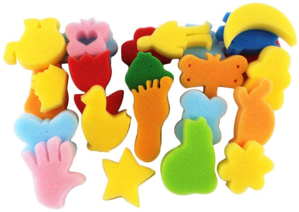 Toyandona - Esponja de pintura para niños, 24 unidades, para hacer manualidades con graffiti y acuarela, para niños, estudiantes (patrón aleatorio) - Arteztik