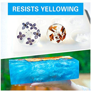 Kit de revestimiento de cristal transparente de resina epoxi 33.8 fl oz/38.4 oz – 2 piezas de resina de fundición para arte, manualidades, fabricación de joyas, mesas de río, guantes, taza de medición y palos de madera - Arteztik