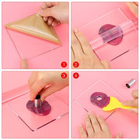 Homgaty Juego de cortadores de arcilla y rodillo de arcilla acrílica, 7 piezas de sangría redonda con forma de círculo, 1 tablero de acrílico de respaldo y raspadores de arcilla para hacer manualidades - Arteztik