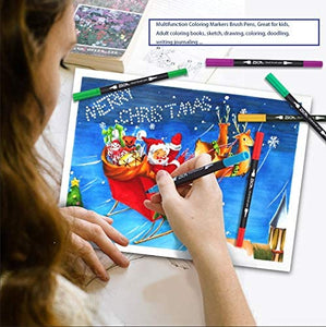 ZSCM - Rotuladores de colores con doble pincel, 25 colores finos, punta de pincel para colorear para niños, adultos, libros de dibujo, manualidades de Navidad, planificador de diario, calendario, proyectos de arte, suministros escolares - Arteztik