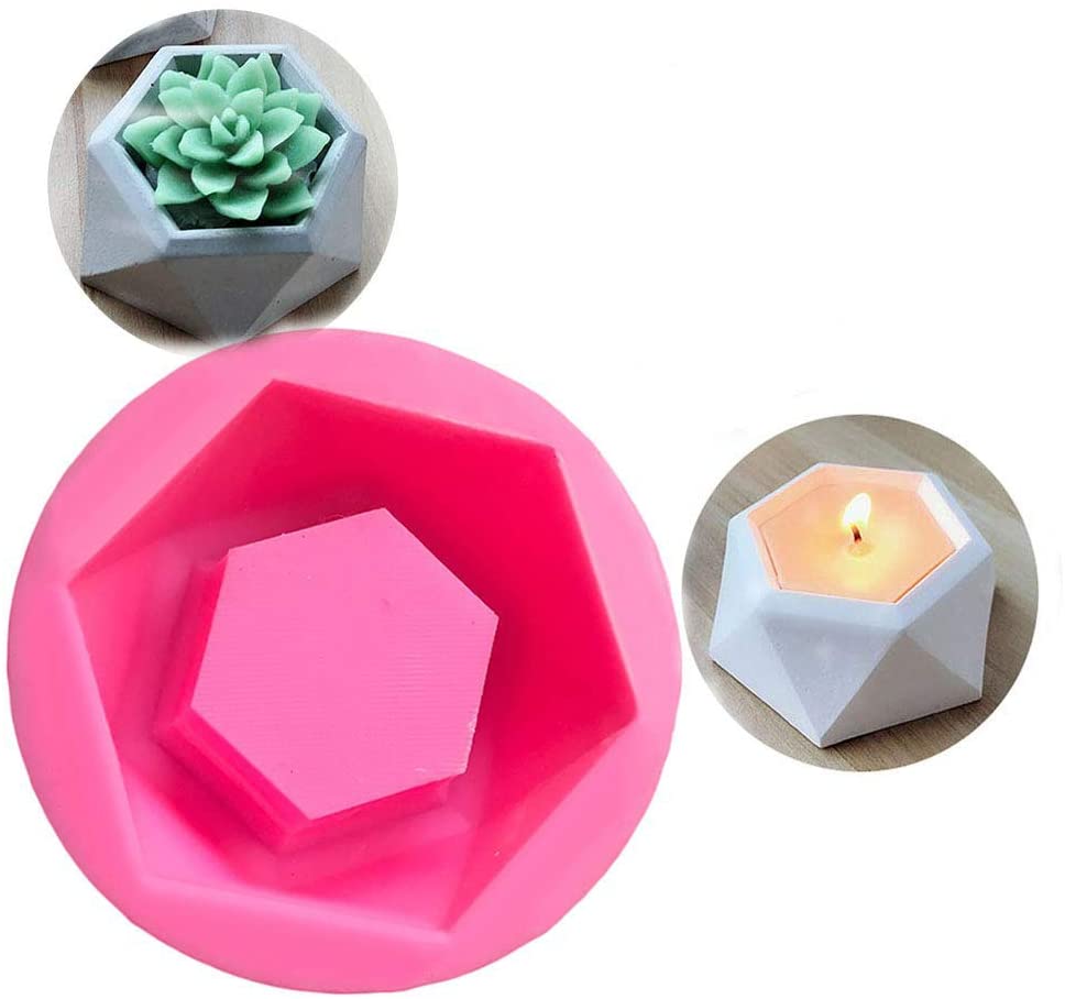 SaPeal - Molde de silicona para flores con forma de diamante, para soporte de velas, para hacer plantas suculentas, macetas, moldes de hormigón - Arteztik