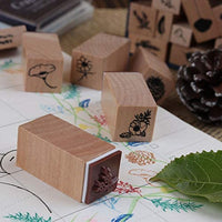 Dizdkizd 19 piezas de sellos de goma de madera, plantas y flores, decoración de madera montada sellos de goma para manualidades, tarjetas y álbumes de recortes - Arteztik