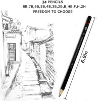 Juego de lápices de dibujo y bocetos profesionales, lápiz de arte (8B-2H). (12 unidades) - Arteztik

