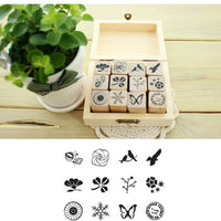 Youkwer - Juego de 12 sellos de madera con caja de madera, S - Arteztik