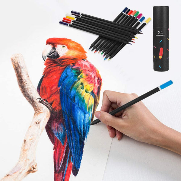 Juego de lápices de colores Scriptract de 24 unidades, a base de aceite de calidad de artista, perfecto para adultos y niños para colorear dibujo dibujo dibujo dibujo esbozado, pre-afilado (24 colores) - Arteztik