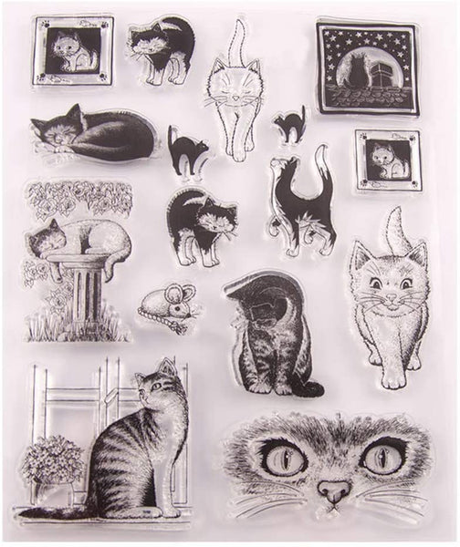 Furry Cats Meow Pet - Sello de goma transparente para álbum de recortes, álbum de fotos y tarjetas decorativas - Arteztik