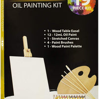 US Art Supply® Juego de caballete de mesa de estudio de madera y caja de pintura con 12 colores de pintura, paneles de lienzo, pinceles, paleta de plástico (kit de pintura de aceite) - Arteztik