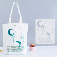 6PCS Reusable Moon Painting Stencils for Wood, Stars Stencil Holiday Templates Animals Dolphin/ Love You to The Moon Back Stencils for DIY Crafts, Wood/Wall/Glass Home Decor - Arteztik