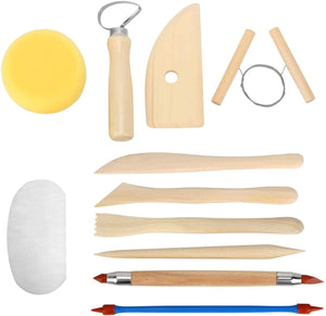 Blisstime Juego de 30 herramientas para esculpir arcilla. Juego de herramientas con mango de madera, para tallar, para alfarería. - Arteztik
