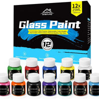 Pintura de cristal de 12 colores vibrantes para copas de vino, bombillas de luz, pintura de bricolaje (12 x 0.8 fl oz) - Arteztik
