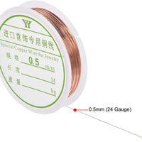 Uxcell alambre de cobre para manualidades, calibre 24, 0.020 in de diámetro. Alambre de metal flexible rojo para manualidades de bricolaje, rollo de 3 - Arteztik