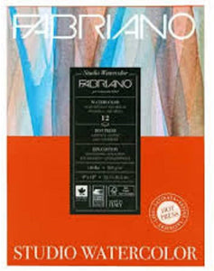 Fabriano Studio - Bloc de papel acuarela (9 x 12 HP, 10.58 oz/m², 140 lb) - Arteztik