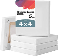 Ozazuco - Lienzo para pintura, 3.9 x 3.9 in, 5 unidades, lienzo blanco en blanco, 100 % algodón, imprimado, para suministros de arte para acrílicos, pintura al óleo, decoración de pared - Arteztik
