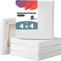Ozazuco - Lienzo para pintura, 3.9 x 3.9 in, 5 unidades, lienzo blanco en blanco, 100 % algodón, imprimado, para suministros de arte para acrílicos, pintura al óleo, decoración de pared - Arteztik