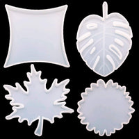 Luckkyme - Juego de 4 moldes de resina de silicona, diseño de hojas irregulares para posavasos, soportes de joyas, tapetes para tazas, decoración del hogar - Arteztik