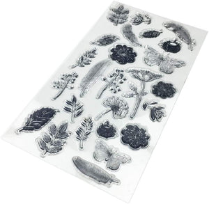 hyamass Pack de 6 hojas mezcla Estilo Flores Y Mariposas Claro Sello de hule para hacer tarjetas decoración y scrapbooking - Arteztik