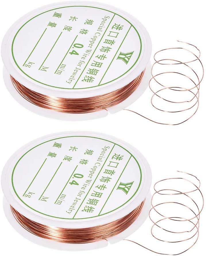 Uxcell - Alambre de cobre para manualidades (calibre 27, 0.016 in, diámetro de 0.016 in), color rojo - Arteztik