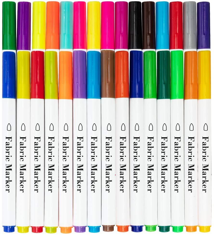 Lelix Marcadores de tela, 30 colores permanentes, bolígrafos de  tela de doble punta para escribir pintura en camisetas, ropa, tenis, fundas  de almohada, seguros para niños y adultos : Arte y