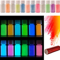 Seisso 12 colores brillan en la oscuridad polvo pigmento, 20 gramos/0.7 oz polvo luminoso seguro para la piel polvo nocturno tinte de pigmento de color no tóxico para resina epoxi, slime, bricolaje, manualidades, arte de uñas, pintura acrílica - Arteztik