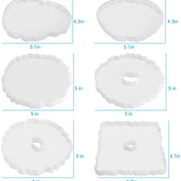Moldes de resina de Jetika 6 piezas de silicona para posavasos + 3 piezas de resina epoxi brillante en copos de oro y resina epoxi, regalo para hacer esteras de taza/geoda ágata rebanada posavasos/soportes para cuencos/colgantes/decoración del hogar - Arteztik