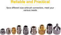 Aibecy - Juego de 9 adaptadores de aerógrafo multitamaño para compresor y manguera de aerógrafo compatible con aerógrafo Badger Paasche Airbrush - Arteztik
