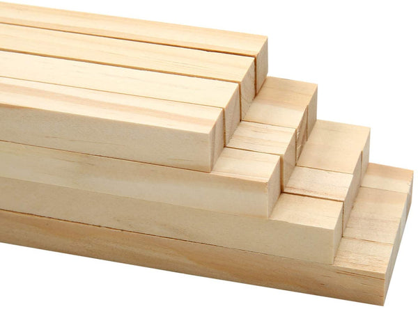 Varilla cuadrada de madera de 1/2 × 12 pulgadas, pequeñas tiras de madera dura sin terminar palos de madera para manualidades proyectos de bricolaje (30 unidades) - Arteztik