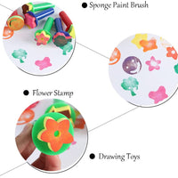 6 pcs niños aprendizaje temprano Mini Esponja Espuma pincel de pintura flor sello niños DIY Graffiti dibujo juguetes - Arteztik