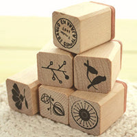 Youkwer - Juego de 12 sellos de madera con caja de madera, S - Arteztik