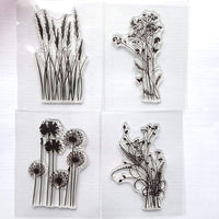 GAWEI - 4 sellos de goma con diseño de hojas de diente de león y hojas de lavanda transparentes para álbumes de fotos, decoración de tarjetas - Arteztik
