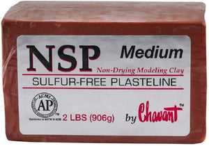 Chavant NSP Medium - 2 libras Arcilla escultora profesional a base de aceite sin azufre, color marrón - Arteztik