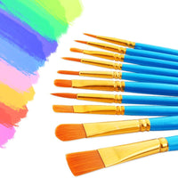 DAIKOYE Juego de pinceles de pintura acrílica, 20 unidades, pinceles de pintura para pintura acrílica al óleo, acuarela, arte de uñas faciales, kit de pintura de pintura de roca corporal (azul y negro, 20 paquetes) - Arteztik