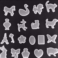 19 piezas de moldes de resina de animales surtidos, bandejas de silicona, juego de mariposa, caballo, gato, caballo, joyería de fundición para manualidades - Arteztik