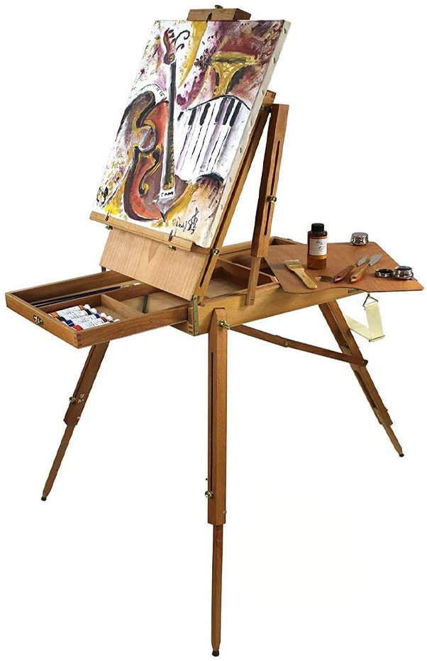 Caballete francés de calidad de artista, madera dura, incluye lienzo de 16 x 20 edición especial de regalo - Arteztik