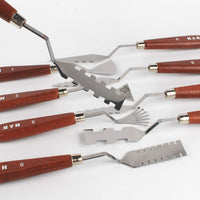 NWFashion - Paleta de cuchillos con mango de madera, 9 piezas, para efectos especiales FX (cuchillo de acero, 9 piezas) - Arteztik