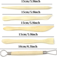 Honbay - Juego de 5 herramientas de madera para modelar arcilla, para cortar, tallar y alisar - Arteztik