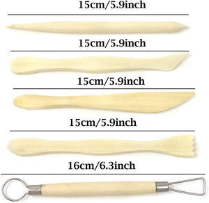 Honbay - Juego de 5 herramientas de madera para modelar arcilla, para cortar, tallar y alisar - Arteztik