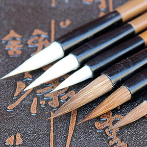 GEZICHTA - Pincel tradicional de caligrafía, pincel de dibujo de acuarela, pincel de pelo de lobo blanco, juego de 6 - Arteztik