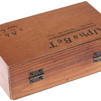 Juego de 70 sellos de madera con letras del alfabeto y número de bricolaje, con caja de madera - Arteztik