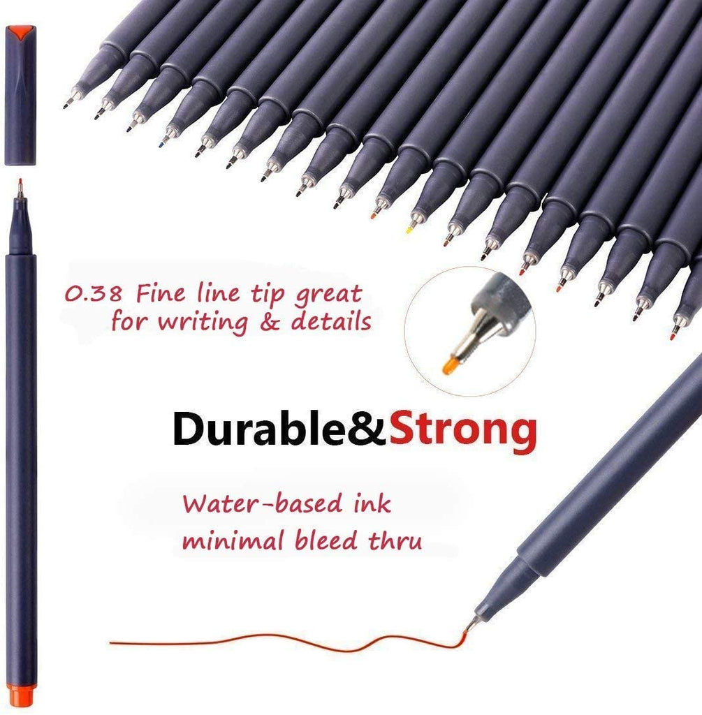 Pack De 16 Bolígrafos De Punta Fina 0.38 Mm - Tinta No Traspasa, Colores Vibrantes, Ideal Para Estudio Y Lettering