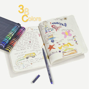 Smart Color Art - 38 bolígrafos de punta fina porosa con 2 plantillas, marcadores de dibujo de punta fina, perfectos para planificador de diario, adultos, colorear, oficina, universidad, suministros de arte - Arteztik